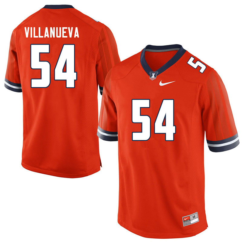 Men #54 Kalen Villanueva Illinois Fighting Illini College Football Jerseys Sale-Orange